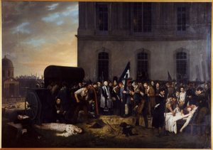 Midlertidig begravelse af ofrene fra juli foran Louvre-kolonaden