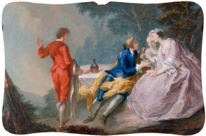 Fete galante: Samtalestykke, ca. 1730 (olie på lærred) af Jean Antoine (after) Watteau