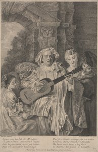 I Mezetins kostume, tryk udført af Henri Simon Thomassin ca. 1717-1726 (radering) af Jean Antoine (after) Watteau