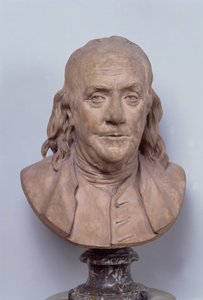 Buste af Benjamin Franklin (1706-90) 1778 (terracotta) (se også 102249)