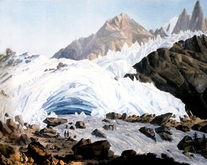 Chamonix: Arveyrons kilde, ca. 1800 (kobberstik)