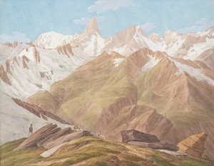 Udsigt over Mont Blanc-massivet nær Petit Jorasse, Grand Jorasse, le..., slutningen af det 18.-19. århundrede