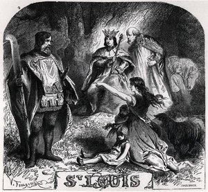 St. Louis yder retfærdighed under en eg i Vincennes, fra 