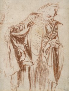 Skuespiller stående med hovedet drejet til højre, ca. 1719-1720 af Jean Antoine Watteau
