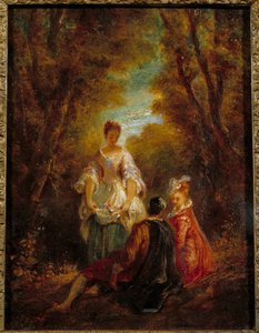 Karakterer i en park Maleri af Jean Antoine Watteau (1684-1721) 1700-tallet af Jean Antoine Watteau