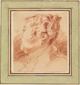 ""Etude de tete de femme"" (Studie af kvindens hoved) Sanguine de Jean Antoine Watteau (1684-1721) vers 1725 Dim 13,3x12,1 cm Cooper-Hewitt National Design Museum af Jean Antoine Watteau
