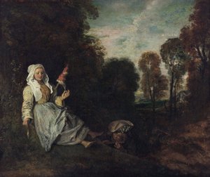 Aftenlandskab med en spinder, ca. 1715 (maleri)