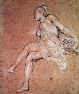 Flora Allegori om sommeren. Blod og sort blyant af Jean Antoine Watteau af Jean Antoine Watteau