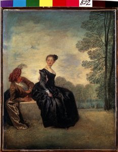 The boudeuse (En lunefuld kvinde). Maleri af Jean Antoine Watteau (1684-1721). Olie på lærred, 42 x 34 cm af Jean Antoine Watteau