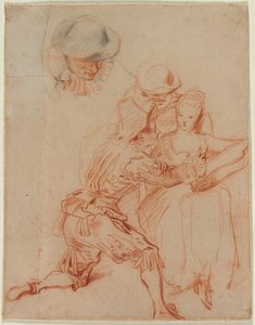 Studie til "The Romancer" af Jean Antoine Watteau