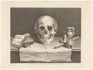 Stilleben med vanitas-symboler af Jean Aubert