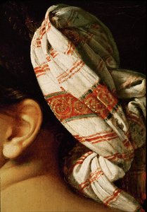 Kvindelig nøgen, bagfra, detalje af turbanen (maleri på lærred) af Jean Auguste Dominique Ingres