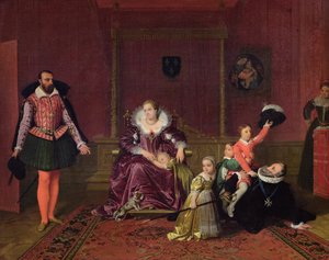 Henri IV (1553-1610) Konge af Frankrig og Navarra leger med sine børn, da Spaniens ambassadør gør sit indtog, 1817 af Jean Auguste Dominique Ingres