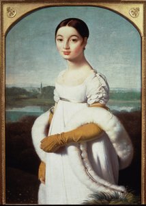 Portræt af Mademoiselle Caroline Riviere - olie på lærred af Jean Auguste Dominique Ingres