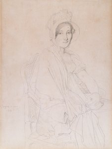 Portræt af Marie Marcoz, senere Vicomtesse de Senonnes de Senonnes, 1813 (grafitblyant på vævet papir) af Jean Auguste Dominique Ingres