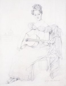 Portræt af Miss Elizabeth Keating, der spiller sin guitar, 1816 af Jean Auguste Dominique Ingres
