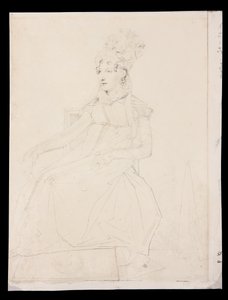 Portræt af dronning Caroline Murat (blyant på papir) af Jean Auguste Dominique Ingres
