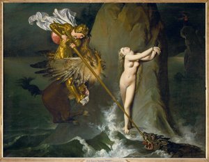 Roger og Angelique, en scene fra Ariosts Orlando ... af Jean Auguste Dominique Ingres
