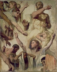 Studier til The Martyrdom of St. Symphorien (Saint, Mother and Proconsul), 1833 (olie over grafit & rødt kridt på lærred) af Jean Auguste Dominique Ingres