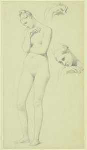 Studier til figuren Stratonice, ca. 1834-40 (blyant på papir) af Jean Auguste Dominique Ingres