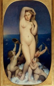 Venus Anadyomene-maleri af Jean Auguste Dominique Ingres (1780-1867) 1800-tallets søn. 1,6x0,9 m Chantilly, musee Conde - Venus Anadyomene. Maleri af Jean Auguste Dominique Ingres (1780-1867) af Jean Auguste Dominique Ingres