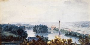 ""Tsarskoje Selo. The Chesme Column"" af Jean Balthazard de la Traverse (1700-tallet), Akvarel på papir af Jean Balthazard de la Traverse