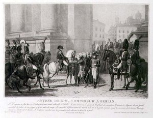 Napoleons indtog i Berlin i oktober 1806, indgraveret af Louis Jean Allais (1762-1833) (litho)