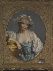 En ung tjenestepige (olie på lærred) af Jean Baptiste (school of) Greuze