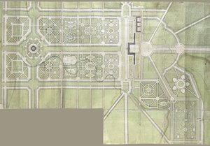 Design til Strelna palads og park, 1717 af Jean Baptiste Alexandre Le Blond