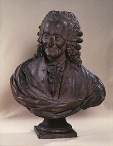 Buste af Voltaire (1694-1778) af Jean Baptiste Antoine Cadet de Beaupre