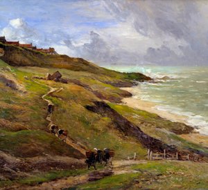 Klipperne i Equihen Landskab på den bretonske kyst. Detalje. Maleri af Antoine Guillemet (1843-1918) 1910 Rouen Musee des Beaux Arts