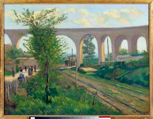Akvædukten ved Arcueil, jernbanelinjen i Sceaux af Jean Baptiste Armand Guillaumin