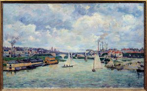 The port of Charenton. View of the town of Charenton-le-Pontdani af Jean Baptiste Armand Guillaumin