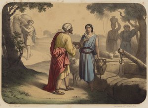 Eliezer Et Rebecca af Jean Baptiste Auguste Leloir