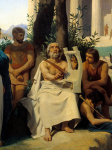 Homere, græsk digter fra det 9. århundrede f.Kr. Detalje af maleri af Jean-Baptiste Auguste Leloir (1809-1892) Musee du Louvre.
