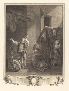 Rose og Colas af Jean Baptiste Blaise Simonet after Pierre Antoine Baudouin