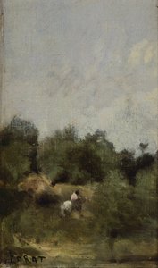 En rytter på landet, af Jean-Baptiste-Camille Corot (1796-1875). af Jean Baptiste Camille Corot
