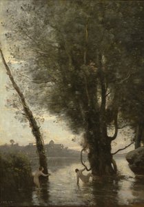 Badende på de Borromæiske øer, ca. 1865-70 af Jean Baptiste Camille Corot