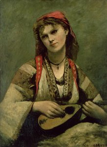 Christine Nilson (1843-1921) eller Bøhmen med mandolin af Jean Baptiste Camille Corot