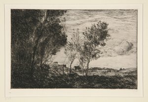 Dans les Dunes: souvenir du bois de la Haye (In The Dunes: Memory of the Woods of the Hague) af Jean-Baptiste-Camille Corot