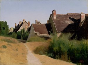Huse nær Orléans. ca. 1830 (olie på papir monteret på mølleplade) af Jean Baptiste Camille Corot