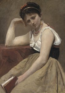 Afbrudt læsning, c.1870 af Jean Baptiste Camille Corot