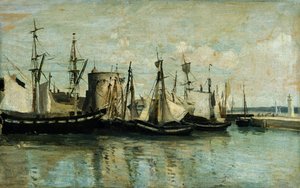 La Rochelle, indgang til tørdok af Jean Baptiste Camille Corot