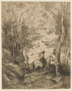 Le grand cavalier sous bois (Den store rytter i skoven) af Jean-Baptiste-Camille Corot