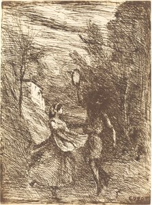 Saltarello (Saltarelle) af Jean Baptiste Camille Corot