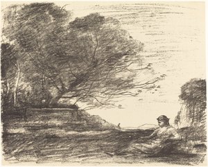 Sappho (Sapho) af Jean Baptiste Camille Corot