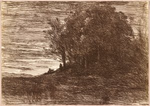 Eremitens skove eller bredden af ​​Trasimene-søen af Jean Baptiste Camille Corot