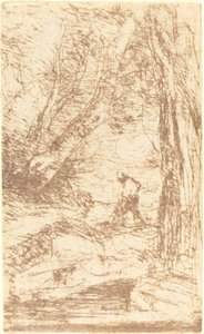 Rembrandts træhugger Le Bucheron de Rembrandt, 1853. af Jean Baptiste Camille Corot