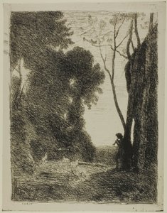 Den unge hyrde, anden plade af Jean-Baptiste-Camille Corot