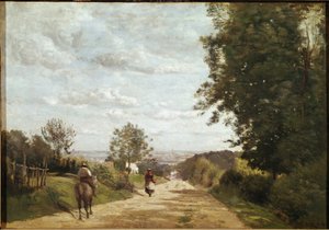 Vejen til Sevres (olie på lærred af Jean Baptiste Camille Corot
